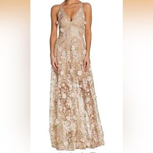 Dress the Population Sidney Sleeveless plunge neckline Fit and Flare Maxi Dress